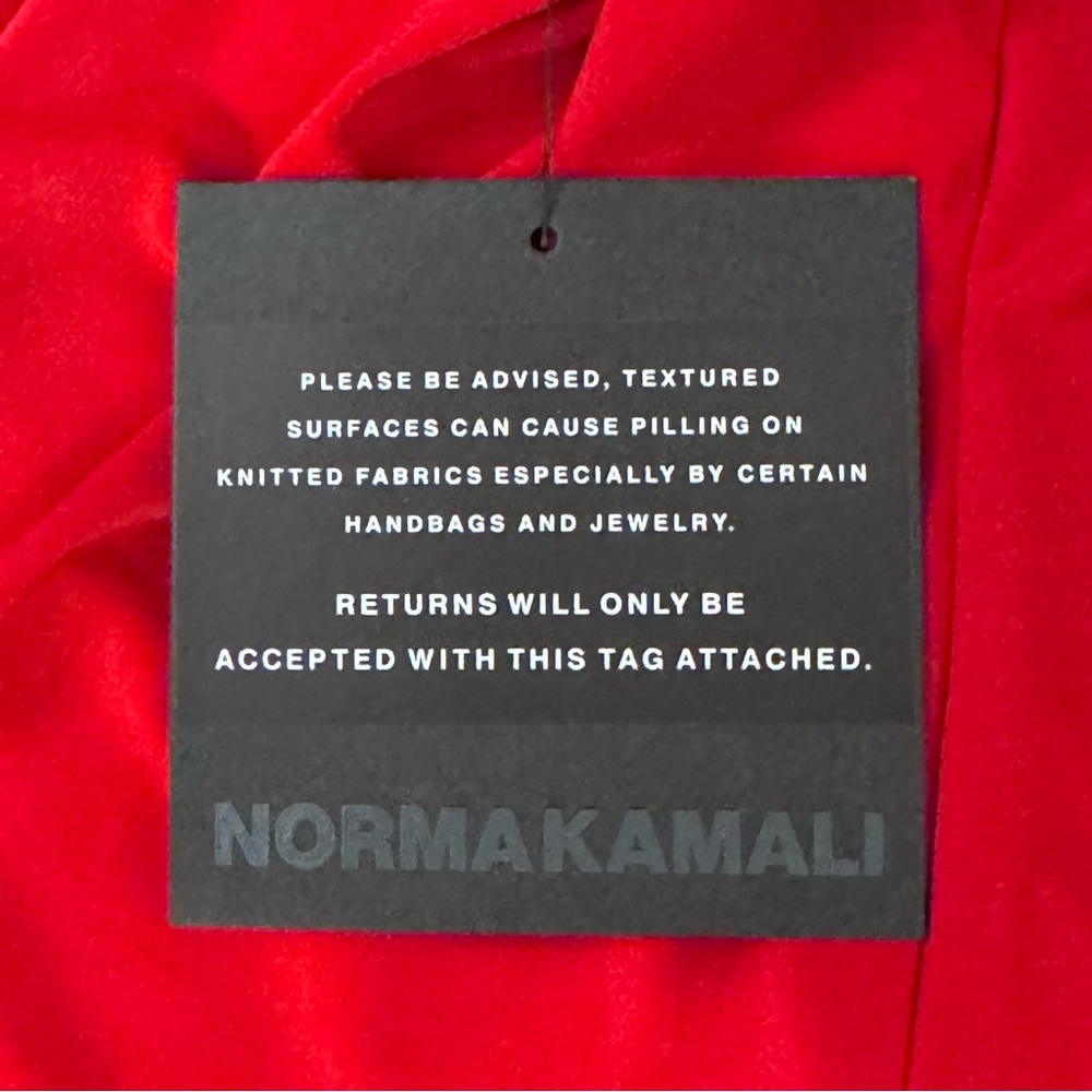 NWT Norma Kamali Red Asymmetrical Bodycon Dress w/ Slit & Ruching - Tiger Red-XS - Picture 8 of 8